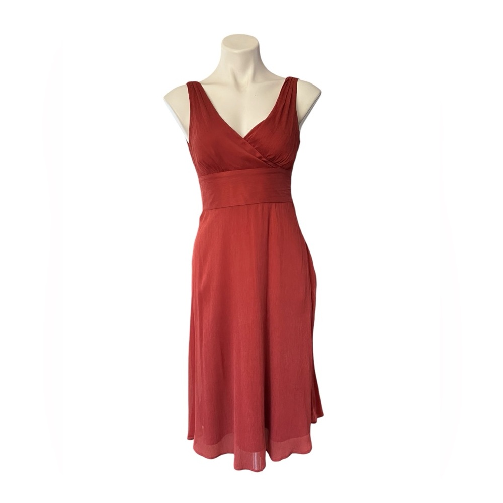 J.Crew 100% Silk Chiffon Surplice Style Sophia Dress rust/orange, Size 2‎